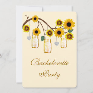 Yellow Flowers Mason Jars Bachelorette Party Invitation
