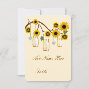 Yellow Flowers Mason Jars Table Place Card