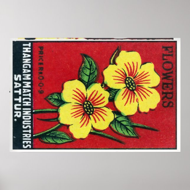 Yellow Flowers - Matchbox Print - India Wall Art (Front)
