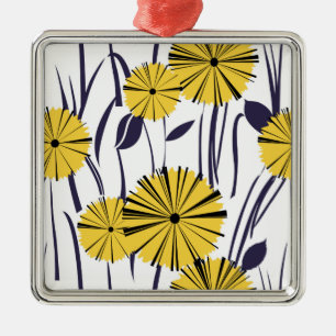 Yellow flowers metal ornament