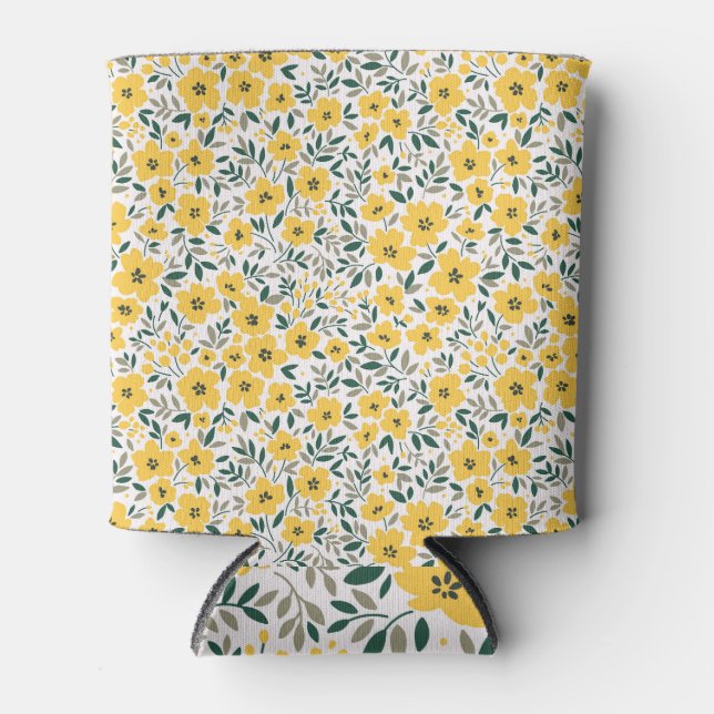 Yellow flowers: modern floral seamless. can cooler (Front)