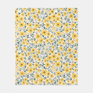 Yellow flowers: modern floral seamless. fleece blanket