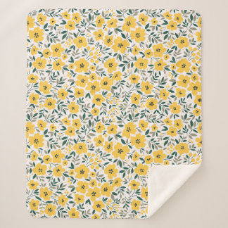 Yellow flowers: modern floral seamless. sherpa blanket