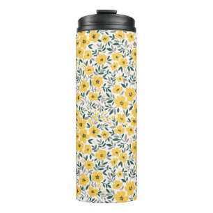 Yellow flowers: modern floral seamless. thermal tumbler