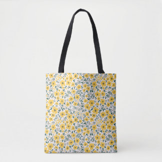 Yellow flowers: modern floral seamless. tote bag