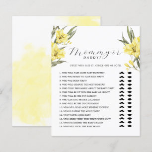 Yellow Flowers Mommy or Daddy Baby Shower Game