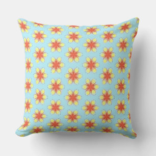 Yellow Flowers of Red Orange Buds Throw Pillow
