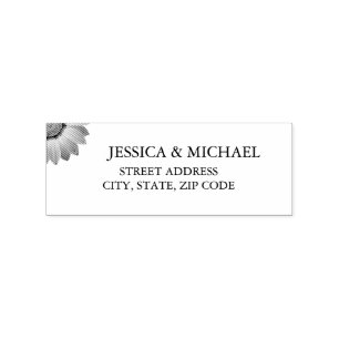 Yellow Flowers on Abstract Green Wedding Rubber Stamp
