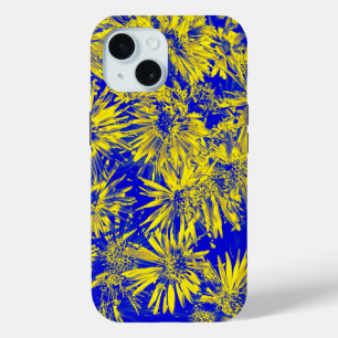 Yellow Flowers On Blue iPhone 15 Case