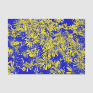 Yellow Flowers On Blue Tissue Paper