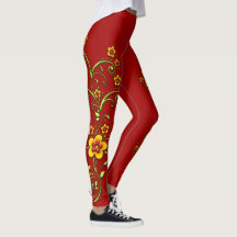 Yellow Flowers on Brown Vine Leggings