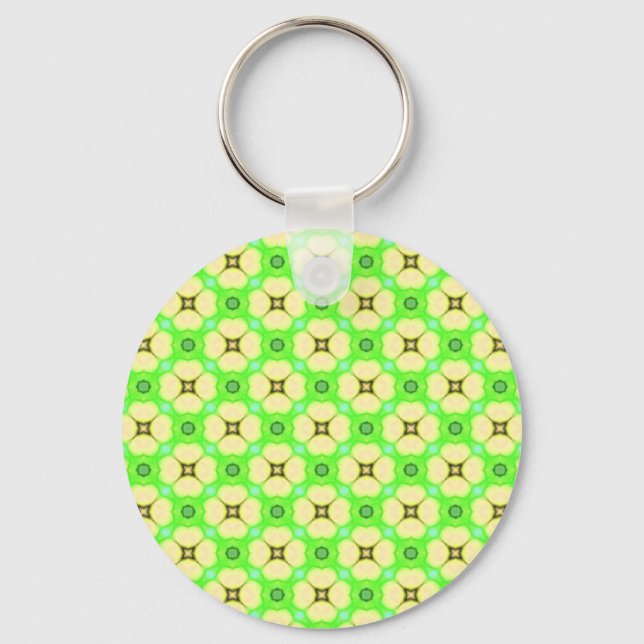 Yellow flowers on green keychain (Front)