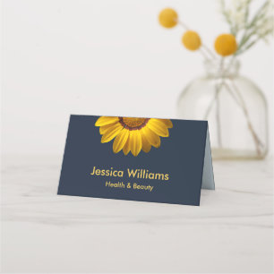 Yellow Flowers on Navy Blue background Monogram Appointment Card