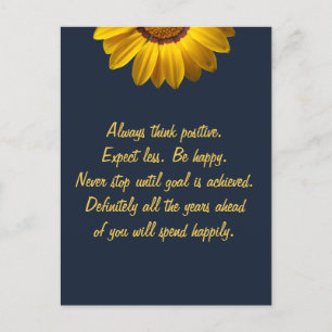 Yellow Flowers on Navy Blue background Monogram In Postcard