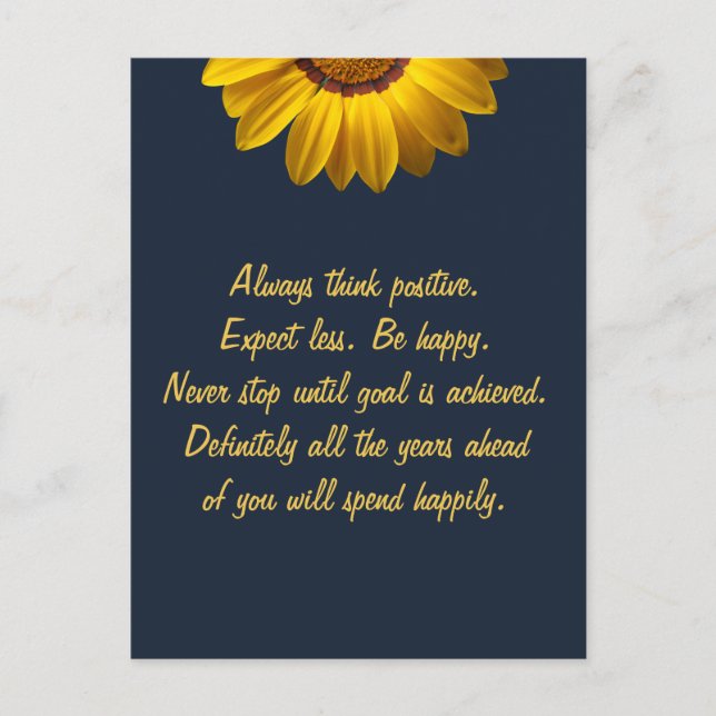 Yellow Flowers on Navy Blue background Monogram In Postcard (Front)