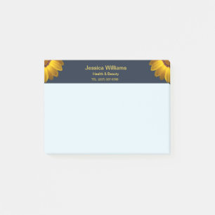 Yellow Flowers on Navy Blue background Monogram Post-it Notes