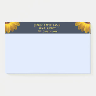 Yellow Flowers on Navy Blue background Monogram Post-it Notes
