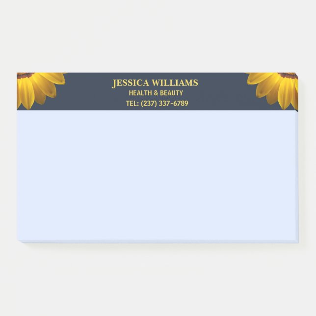Yellow Flowers on Navy Blue background Monogram Post-it Notes (Front)
