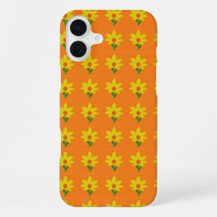 Yellow Flowers on Orange iPhone 16 Plus Case