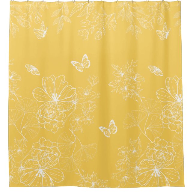 Yellow Flowers Pattern, Floral, Minimalist (Front)