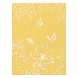 Yellow Flowers Pattern, Floral, Minimalist Tablecloth
