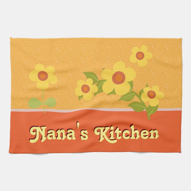 Yellow Flowers Personalized For Nana Kitchen Towel (Horizontal)