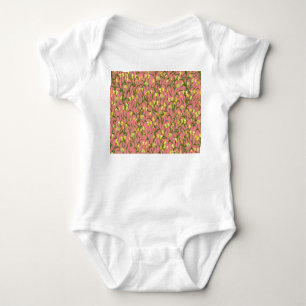 Yellow Flowers Pink Background Vintage Baby Bodysuit