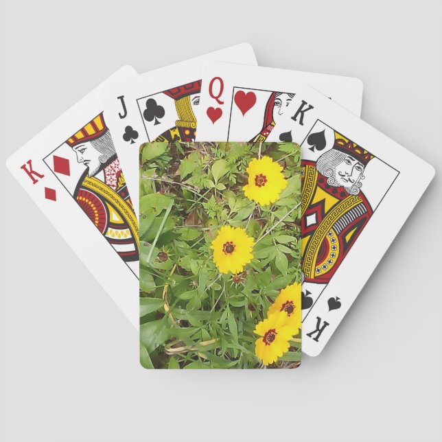 Yellow flowers playing cards (Back)