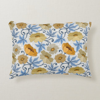 Yellow Flowers: Seamless Textile Design Accent Pillow