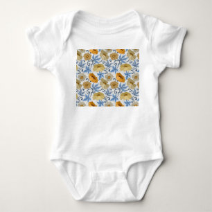 Yellow Flowers: Seamless Textile Design Baby Bodysuit