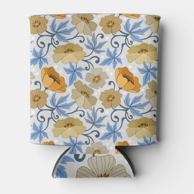 Yellow Flowers: Seamless Textile Design Can Cooler (Front)