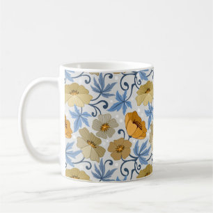 Yellow Flowers: Seamless Textile Design Coffee Mug
