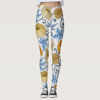 Yellow Flowers: Seamless Textile Design Leggings