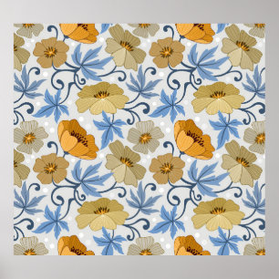 Yellow Flowers: Seamless Textile Design Poster