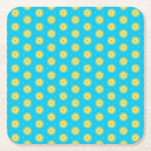 Yellow Flowers Square Paper Coaster