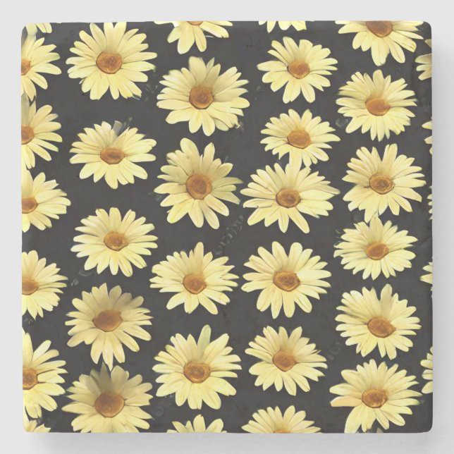 Yellow Flowers Stone Coaster (Front)