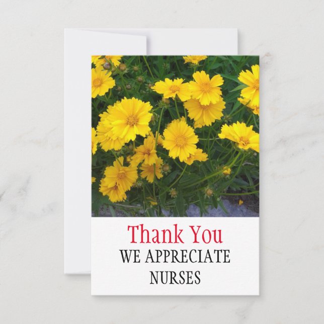 Yellow Flowers Thank You Nurses Card (Front)