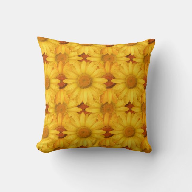 Yellow flowers throw pillow (Front)
