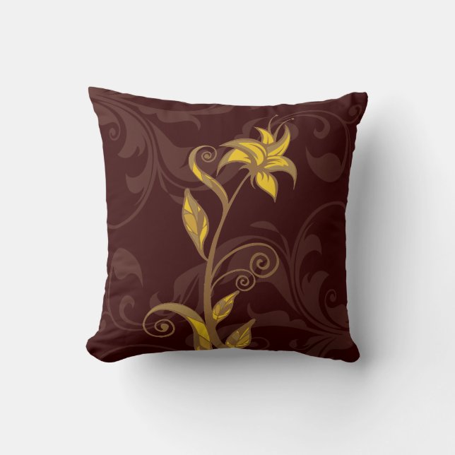 Yellow Flowers Throw Pillow (Front)
