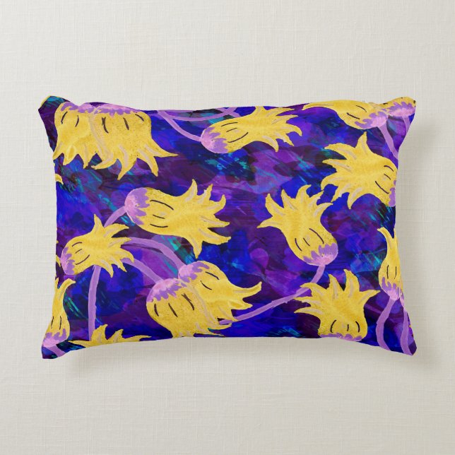 Yellow flowers watercolor seamless pattern accent pillow (Front)