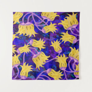 Yellow flowers watercolor seamless pattern tapestry