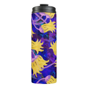 Yellow flowers watercolor seamless pattern thermal tumbler
