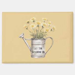 Yellow Flowers Watering Can Let The Sunshine In Magnet