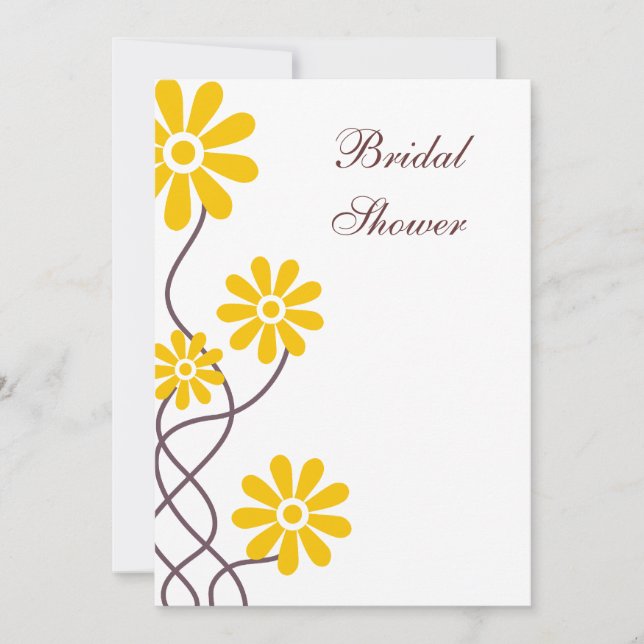 Yellow Flowers Wedding Bridal Shower Invitations (Front)