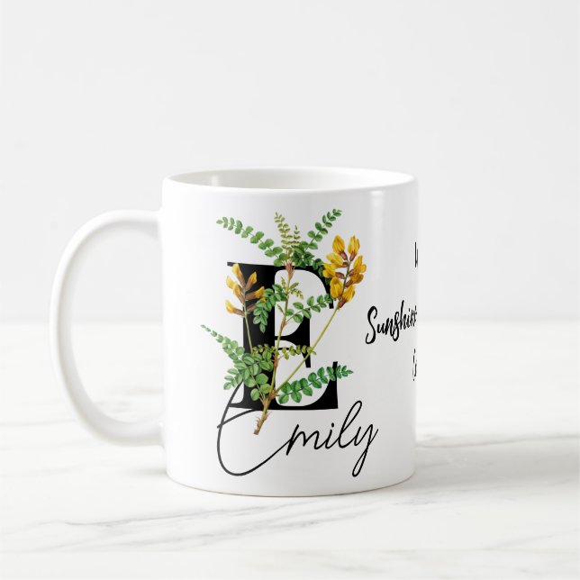 Yellow Flowers Where Sunshine Personalized  Coffee Mug (Left)