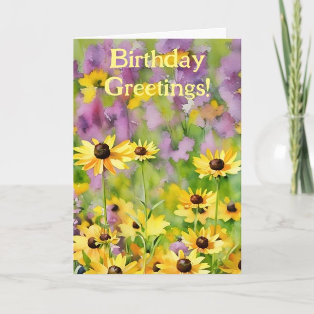 Yellow Flowers Wildflower Daisy Birthday Card (Front)