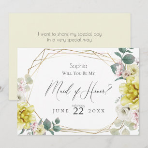 Yellow Flowers Will You Be My Maid of Honour Invitation