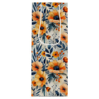 Yellow Flowers Wine Gift Bag