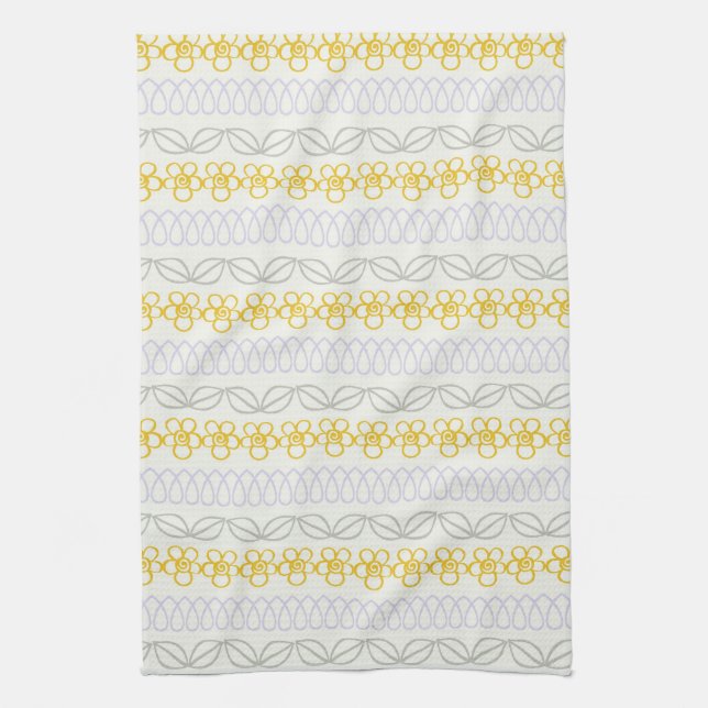 Yellow flowers with Grey Kitchen Towel (Vertical)