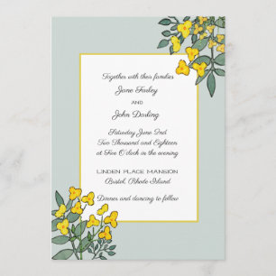 Yellow Flowers with Mint Accent Invitation